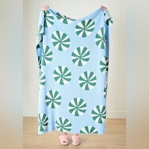 Anthropologie Blue and Green Knit Throw